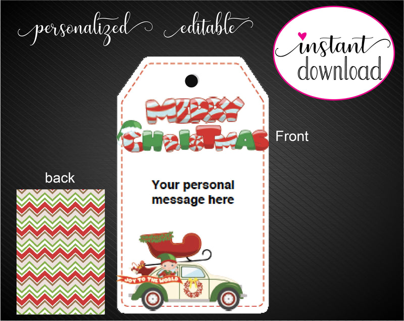 Printable Drive-By Christmas Themed Gift Tags - Kaci Bella Designs