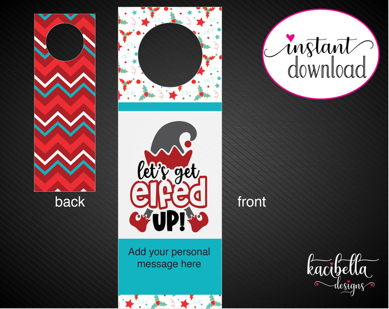 Printable Christmas Themed Personalized Double-Sided Wine Bottle Gift Tags - Kaci Bella Designs