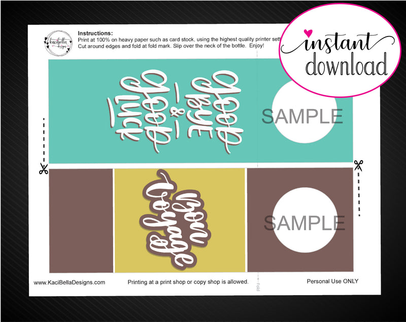 Printable Farewell Personalized Double-Sided Wine Bottle Gift Tags - Kaci Bella Designs