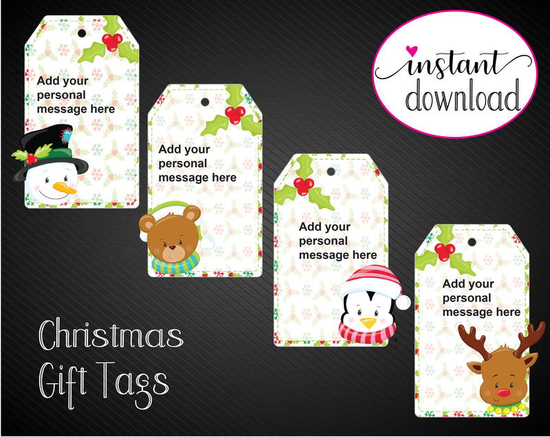 Printable Christmas Faces Gift Tags - Kaci Bella Designs