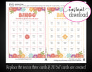 Printable Flower Themed Editable Bingo Cards - Kaci Bella Designs