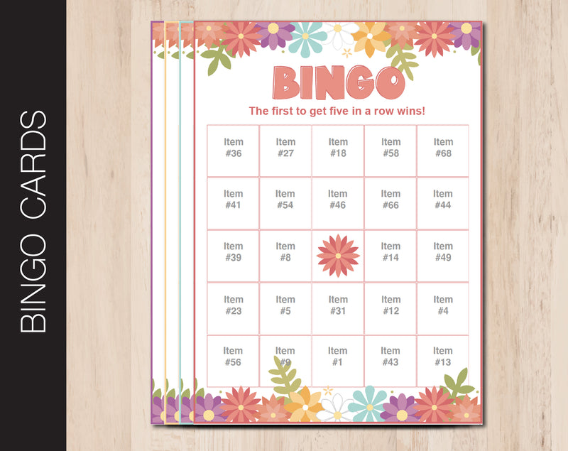 Printable Flower Themed Editable Bingo Cards - Kaci Bella Designs