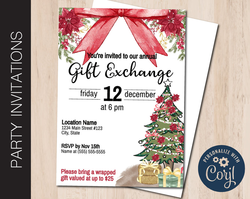 Editable Gift Exchange Party Invitation