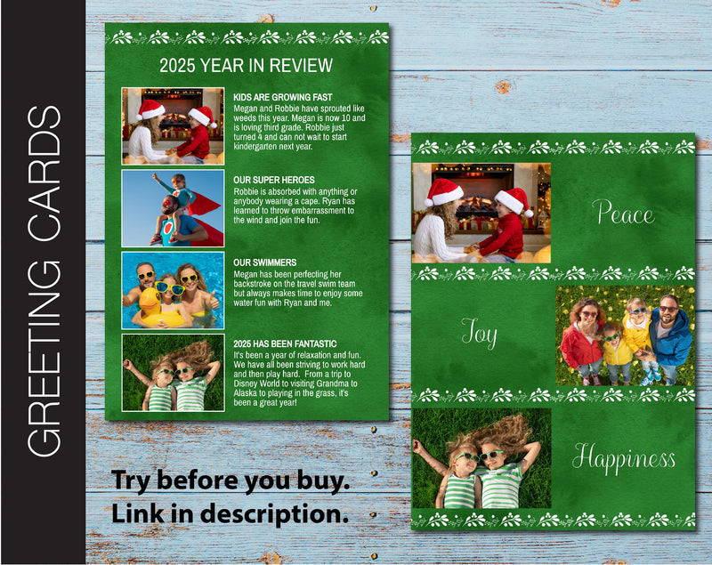 Editable 5 x7 Photo Holiday Greeting Card