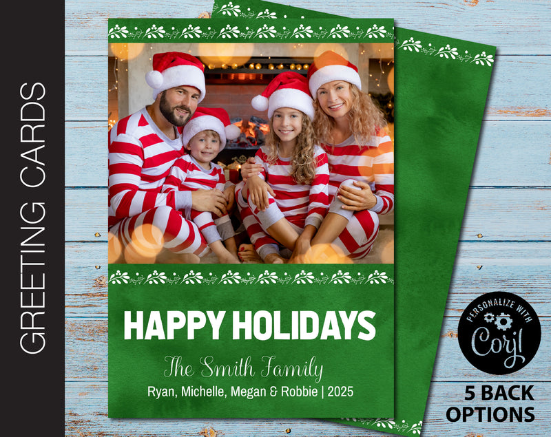 Editable 5 x7 Photo Holiday Greeting Card