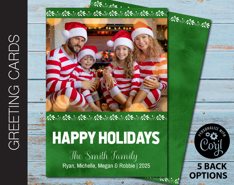 Editable 5 x7 Photo Holiday Greeting Card