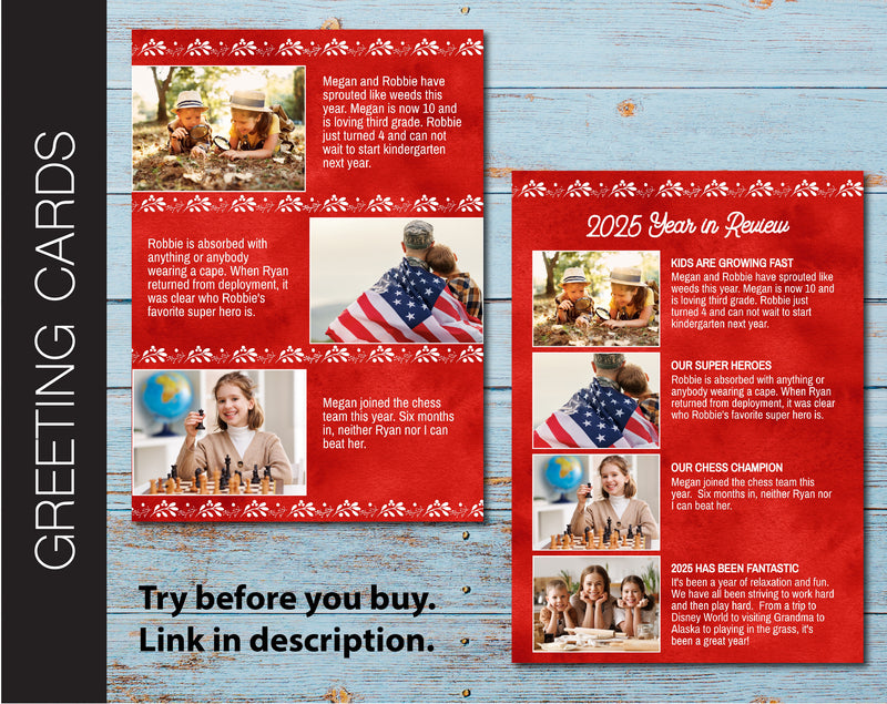 Editable 5 x 7 Photo Holiday Greeting Card