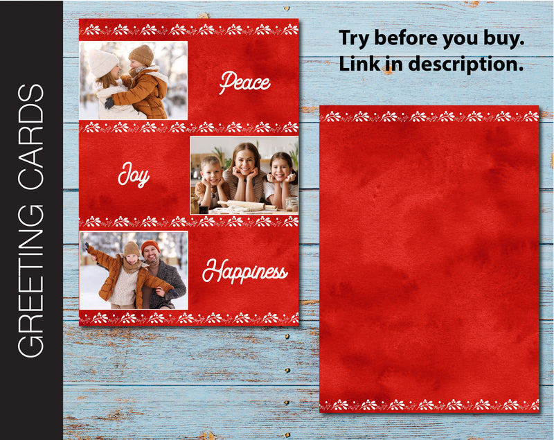 Editable 5 x 7 Photo Holiday Greeting Card