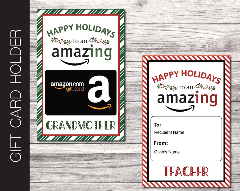 Printable Holiday Amazon Gift Card Holder - Kaci Bella Designs
