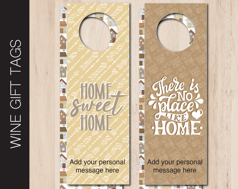 Printable Housewarming Personalized Double-Sided Wine Bottle Gift Tags - Kaci Bella Designs