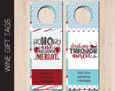 Printable Christmas Themed Personalized Double-Sided Wine Bottle Gift Tags - Kaci Bella Designs