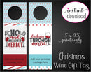 Printable Christmas Themed Personalized Double-Sided Wine Bottle Gift Tags - Kaci Bella Designs