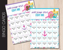 Mermaid Themed Bingo Cards with All Editable Text