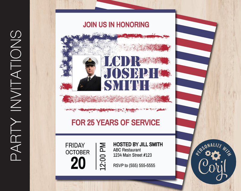 Editable Servicemen / Military Retirement Party Invitation