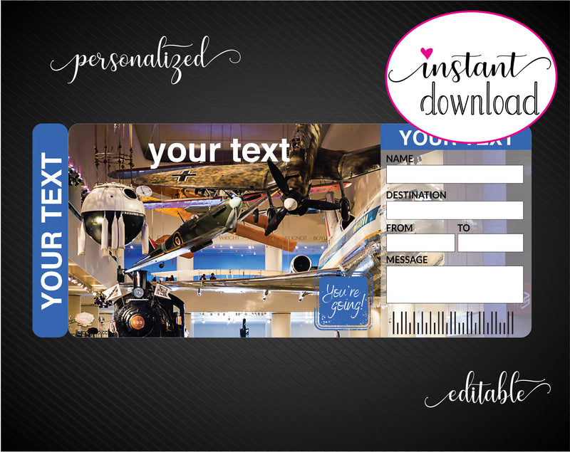 Printable Museum Surprise Gift Reveal Ticket - Kaci Bella Designs
