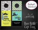 Printable Dad Themed Beer Bottle Personalized Gift Tags - Kaci Bella Designs
