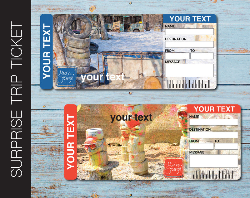 Printable Paintball Surprise Gift Reveal Ticket - Kaci Bella Designs
