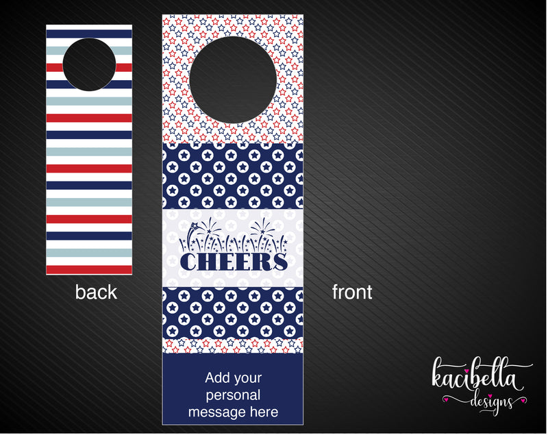 Printable Patriotic Colors Personalized Wine Gift Tags - Kaci Bella Designs