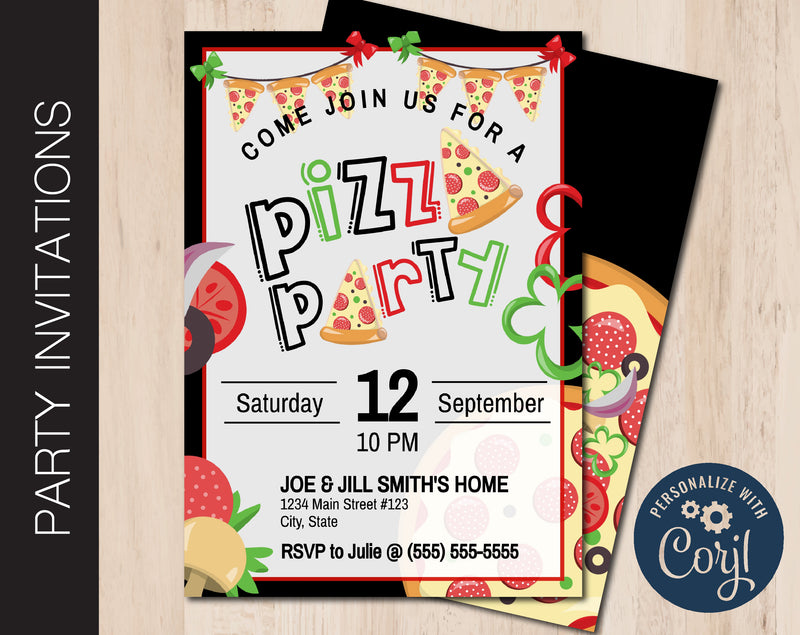 Editable Pizza Night Party Invitation