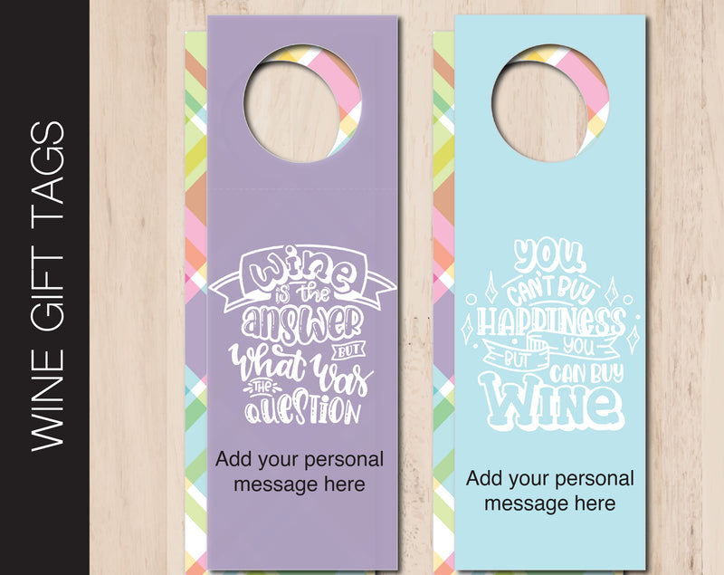Printable Dinner Party Personalized Double-Sided Wine Bottle Gift Tags - Kaci Bella Designs