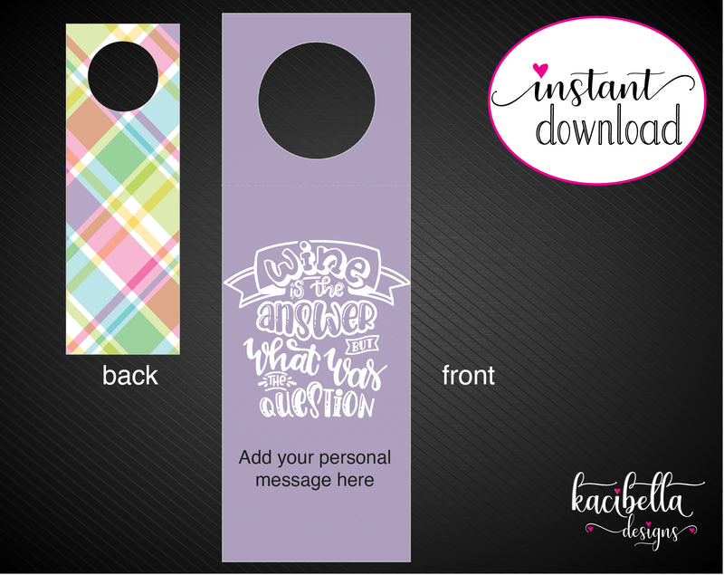 Printable Dinner Party Personalized Double-Sided Wine Bottle Gift Tags - Kaci Bella Designs