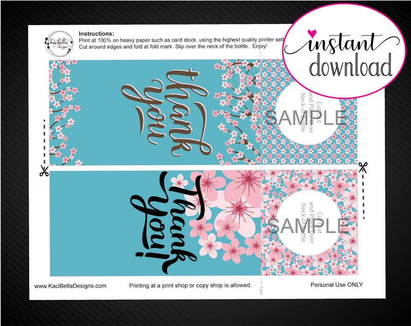 Printable Appreciation Personalized Double-Sided Wine Bottle Gift Tags - Kaci Bella Designs