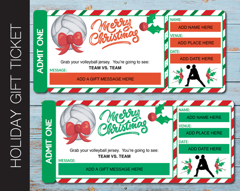 Holiday Themed Surprise Volleyball Game Gift Reveal Boarding Pass - Kaci Bella Designs