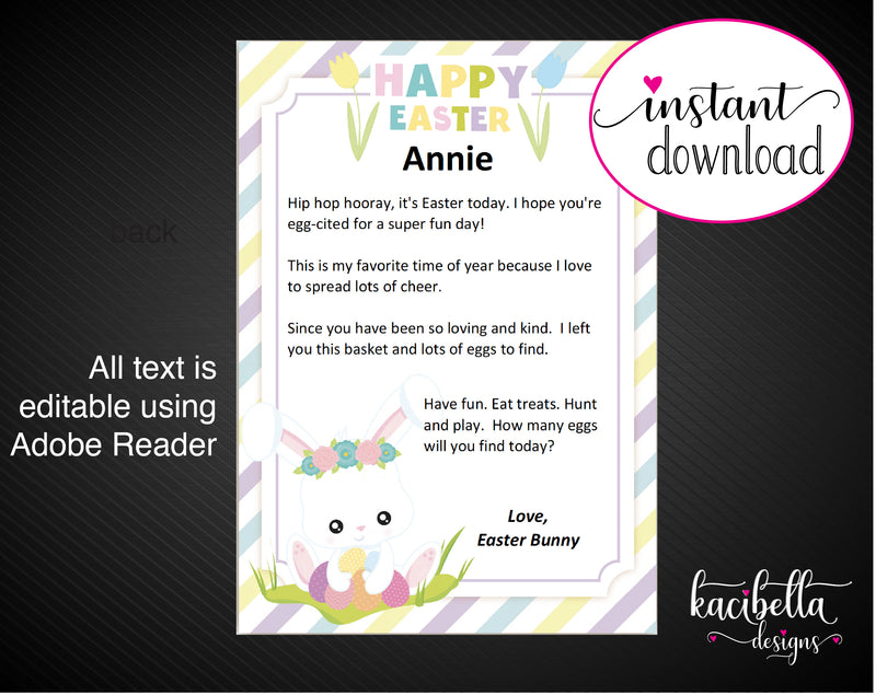 Printable Easter Bunny Personalized Letters - Kaci Bella Designs