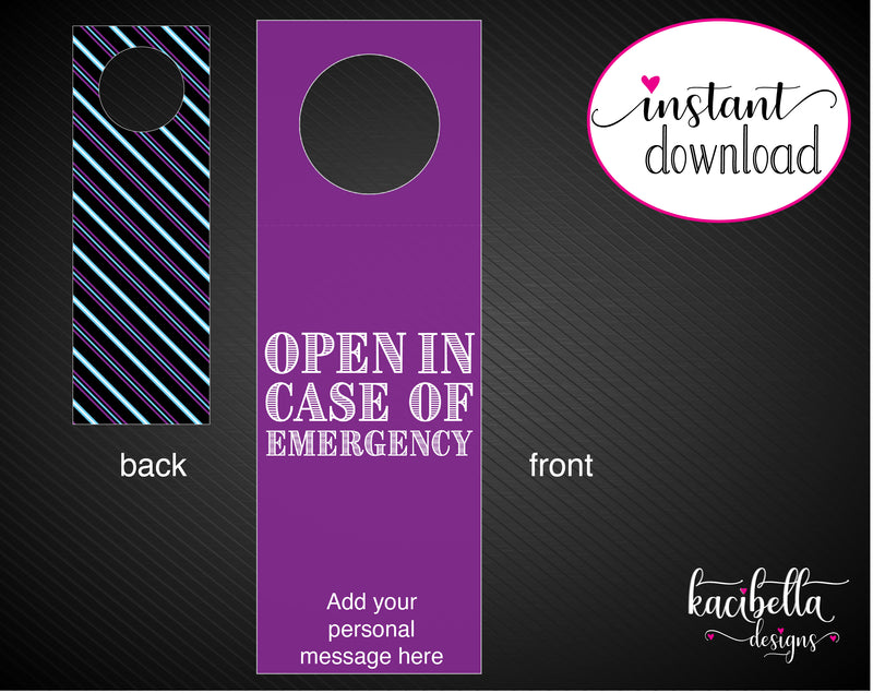 Printable Open In Case of Emergency Personalized Wine Gift Tags - Kaci Bella Designs