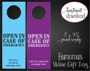 Printable Open In Case of Emergency Personalized Wine Gift Tags - Kaci Bella Designs