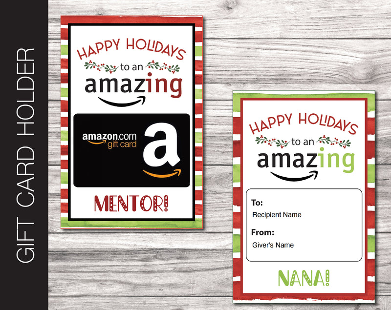 Printable Holiday Amazon Gift Card Holder - Kaci Bella Designs