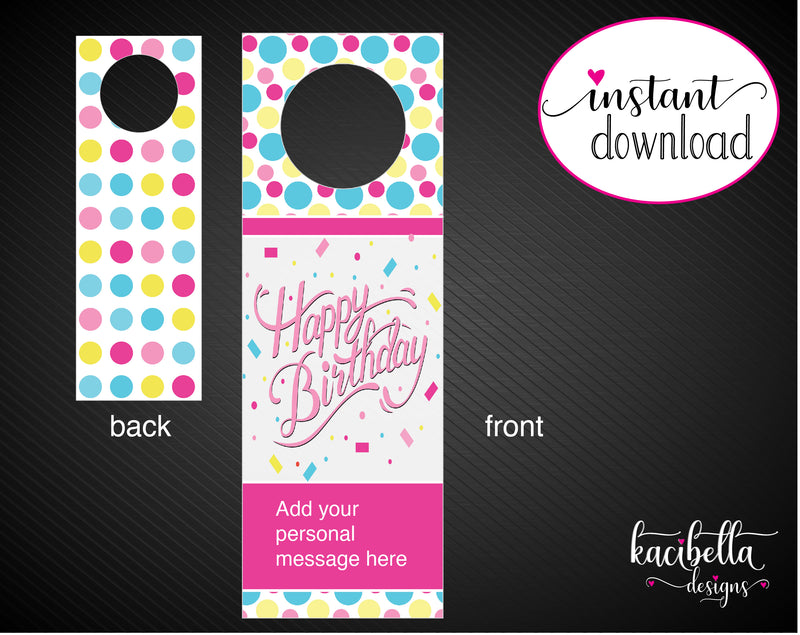 Printable Birthday Themed Personalized Wine Gift Tags - Kaci Bella Designs