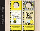 Printable Farewell, You'll BEE missed,  Personalized Wine Gift Tags - Kaci Bella Designs