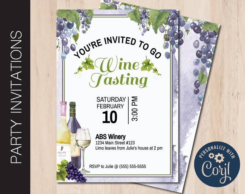 Editable Wine Tasting Party Invitation