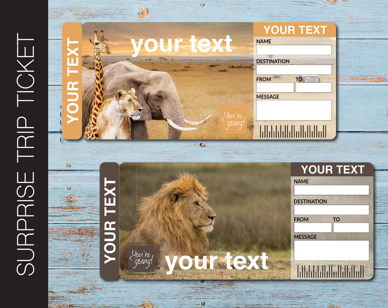 Printable Zoo or Safari Park Surprise Gift Reveal Ticket - Kaci Bella Designs