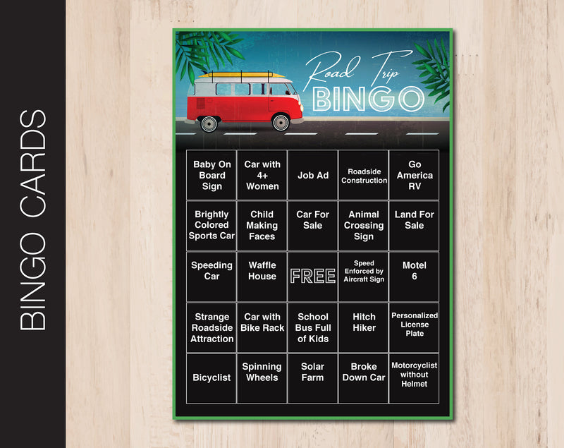 Printable Adult Road Trip Editable Bingo Cards - Kaci Bella Designs