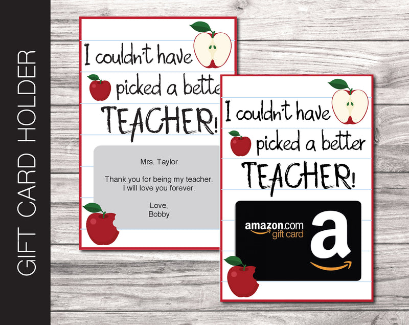 Printable Teacher Appreciation Gift Card Holder - Kaci Bella Designs