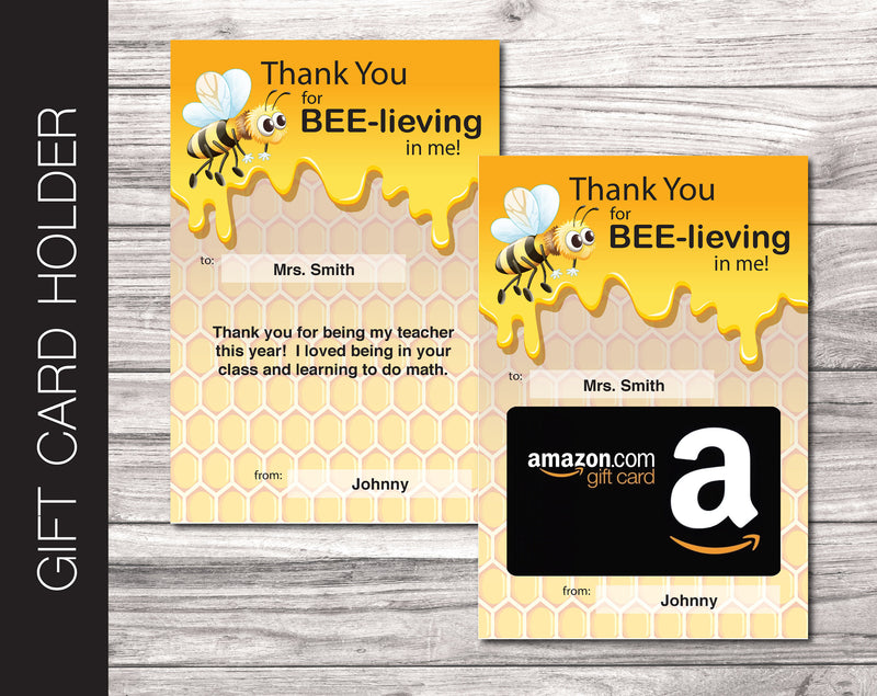 Printable Believing In Me Appreciation Gift Card Holder - Kaci Bella Designs