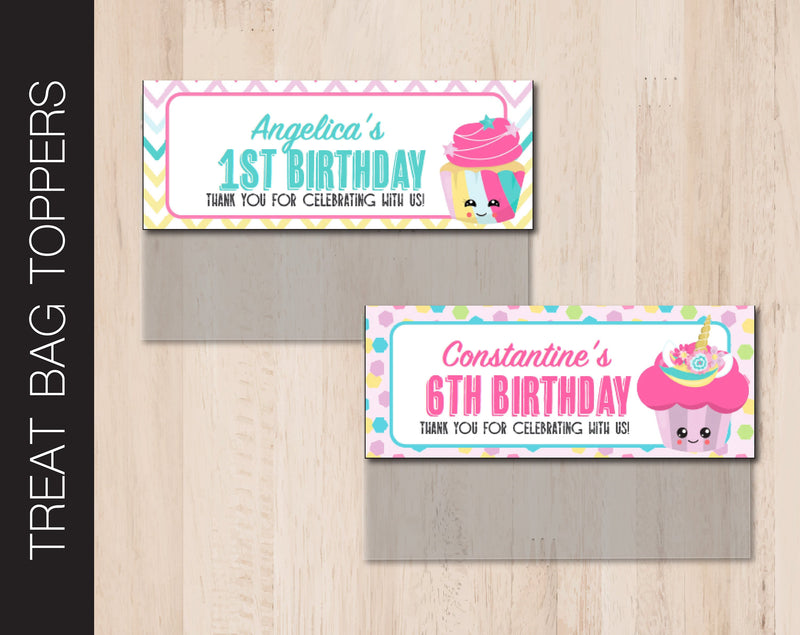 Printable Cupcake Birthday Treat Bag Topper - Kaci Bella Designs