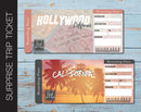 Printable California Surprise Trip Gift Ticket - Kaci Bella Designs