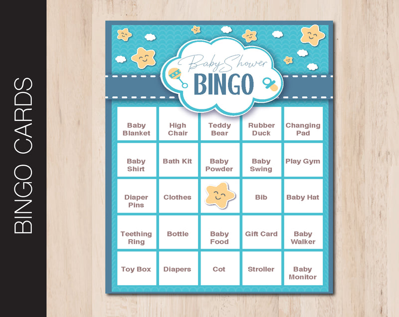Printable Baby Boy Shower Editable Bingo Cards - Kaci Bella Designs