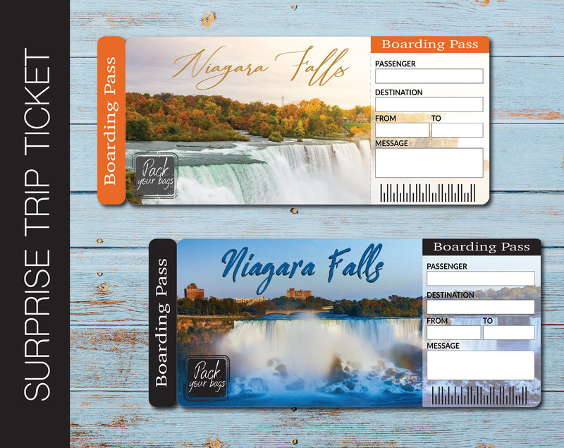 Printable Niagara Falls Surprise Trip Gift Ticket - Kaci Bella Designs