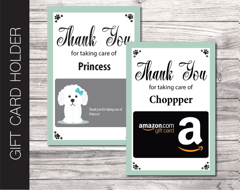 Printable Poodle Gift Card Holder - Kaci Bella Designs