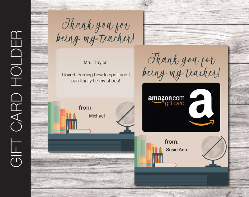 Printable Teacher Appreciation Gift Card Holder - Kaci Bella Designs