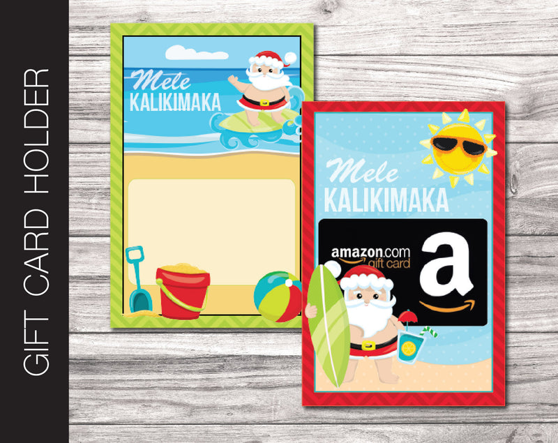 Printable Christmas Hawaii Themed Gift Card Holder - Kaci Bella Designs