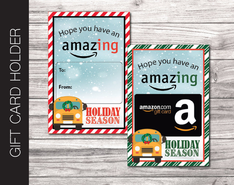 Printable Christmas Bus Driver Gift Card Holder - Kaci Bella Designs