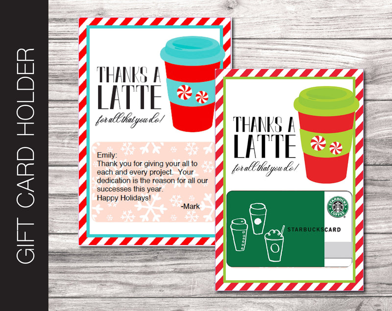 Printable Christmas Coffee Gift Card Holder - Kaci Bella Designs