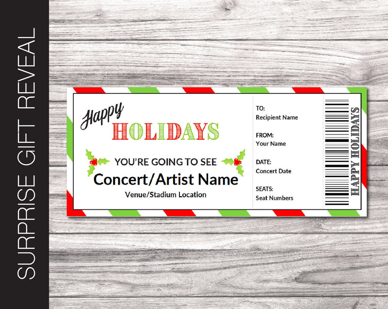 Printable Holiday Concert Gift Reveal - Kaci Bella Designs