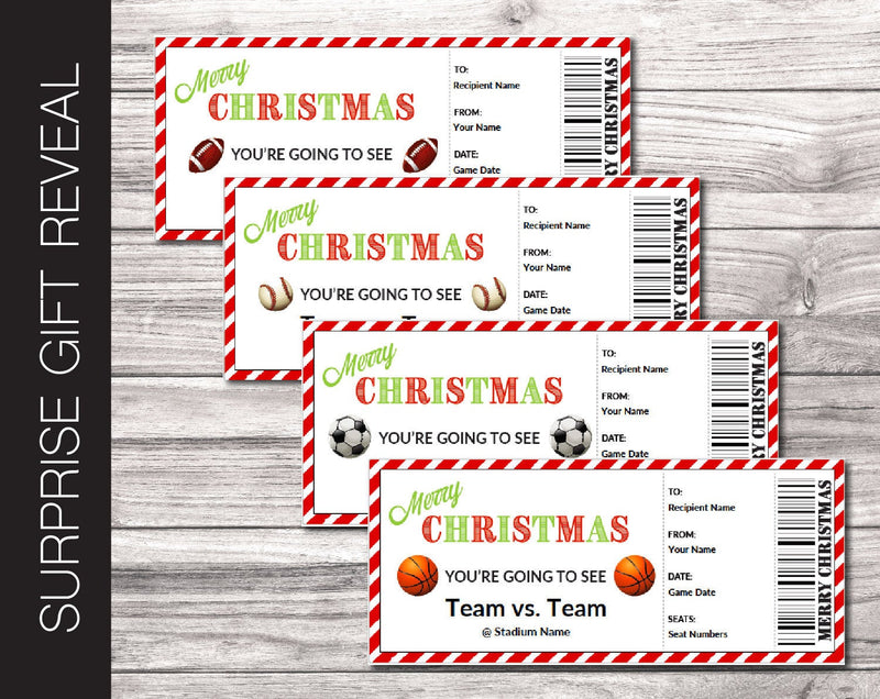 Printable Christmas Sports Game Gift Reveal - Kaci Bella Designs