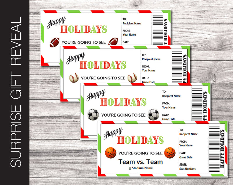 Printable Holiday Sports Game Gift Reveal - Kaci Bella Designs